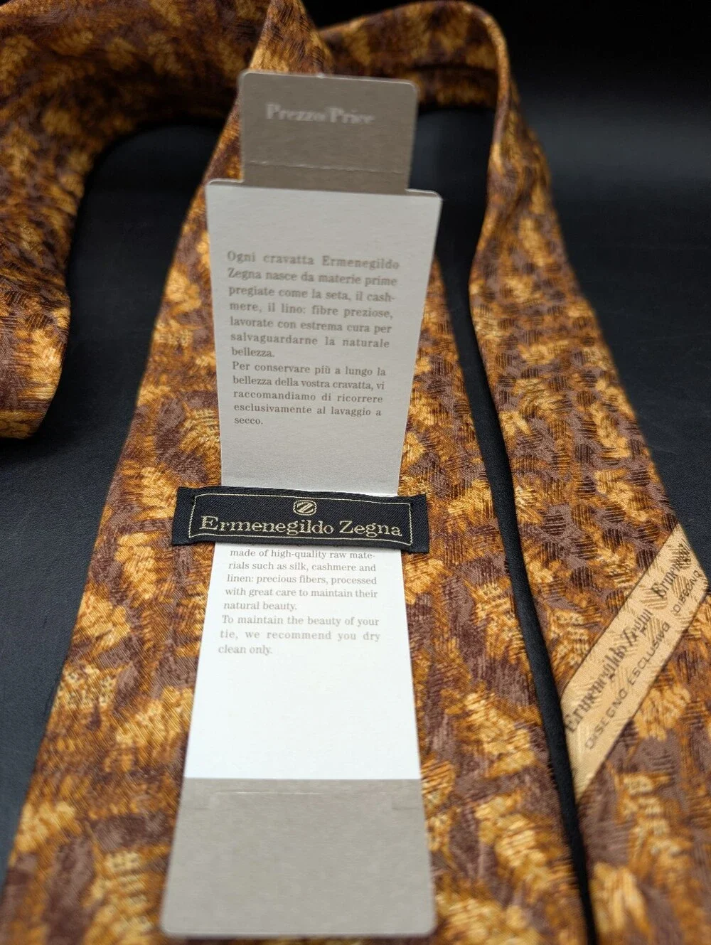 NWT Ermenegildo Zegna 100% Silk Neck Tie, Autumnal Leaves, Fall Foliage